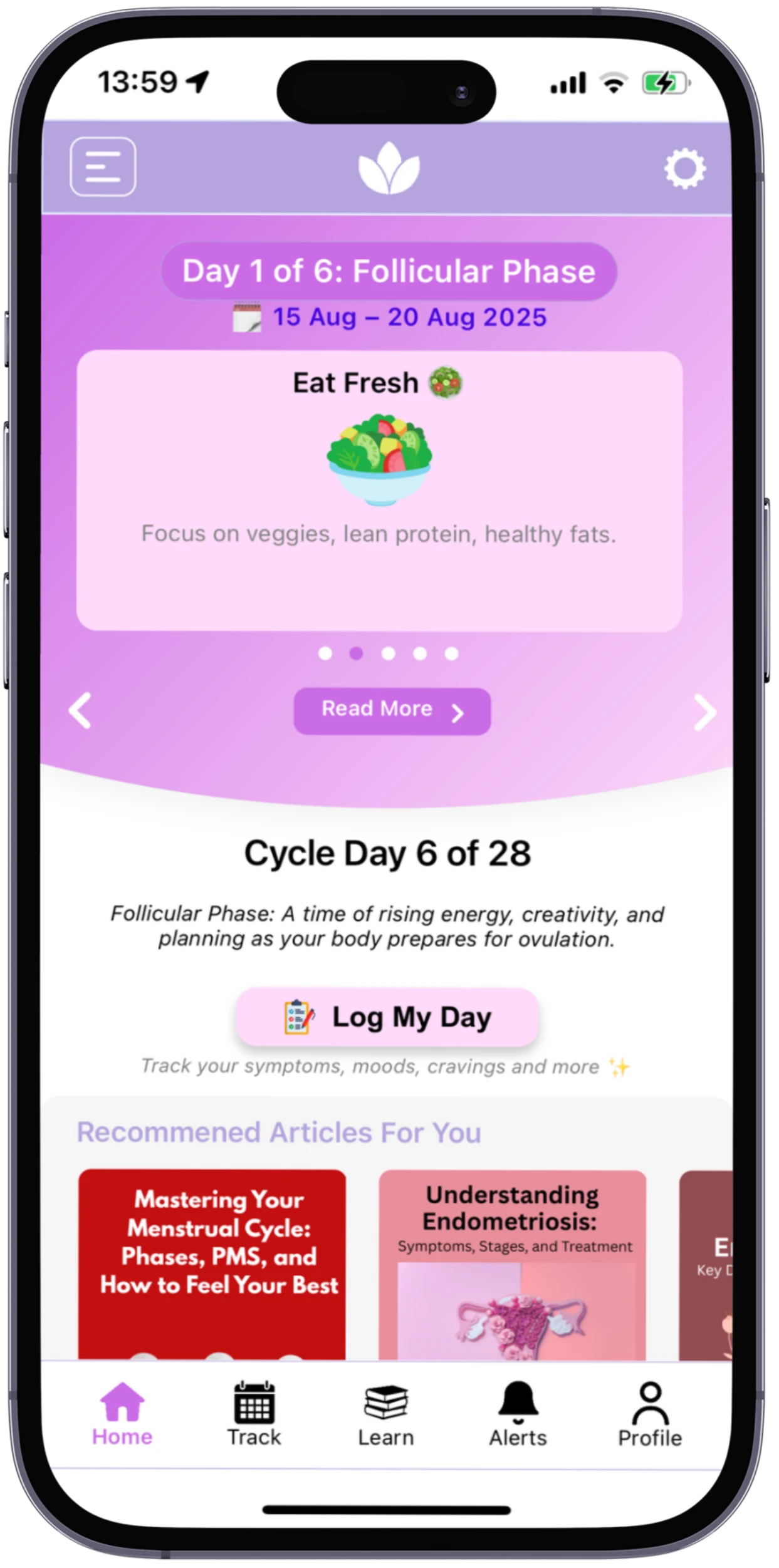Period Tracking Screen